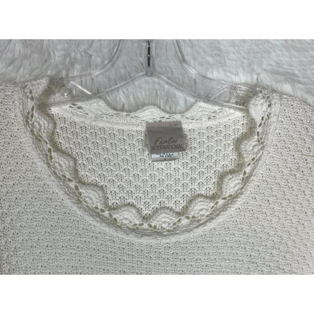 Fiorlini Women's Large Ivory Open Knit Sweater